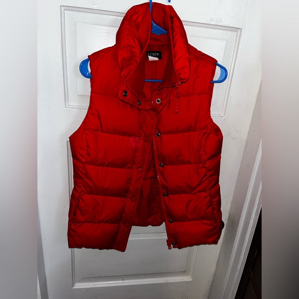 J. Crew Down Feather Red Puffer Vest